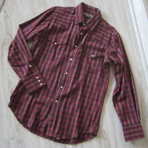 Ruddock Brothers - Men's Red/Black plaid long sleeve shirt - Size M - 100%Cotton